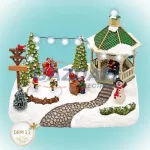   HOME DRM 11 LED-es karácsonyi falu korcsolyázó gyerekekkel, színes, villogó fények