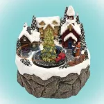   HOME DRM 5 LED-es karácsonyi falu templommal és vonattal, meleg fehér világítás