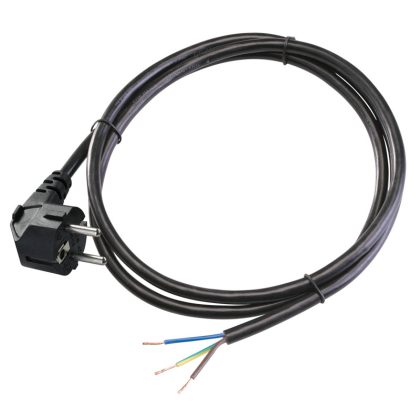   TRACON DVK3X1.0 Csatlakozódugó kábellel, fekete 3×1,0mm2, 2m, 16A, 250VAC, H05VV-F,3680W(DUAL Schuko/French)