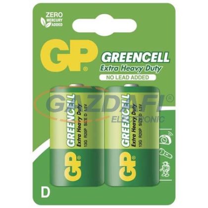 GP B1241 ELEM GREENCELL R20 2db/bliszter (B1241)
