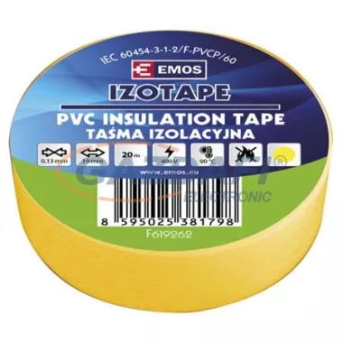 EMOS F619262 SZIGETELŐSZALAG PVC 19/20 SÁRGA