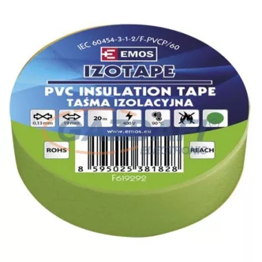 EMOS F619292 SZIGETELŐSZALAG PVC 19/20 ZÖLD EMOS F619292 SZIGETELŐSZALAG PVC 19/20 ZÖLD