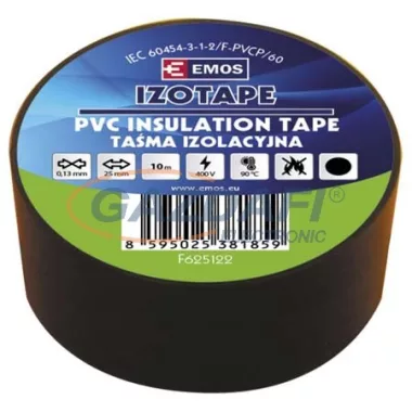 EMOS F625122 SZIGETELŐSZALAG PVC 25/10 FEKETE EMOS F625122 SZIGETELŐSZALAG PVC 25/10 FEKETE