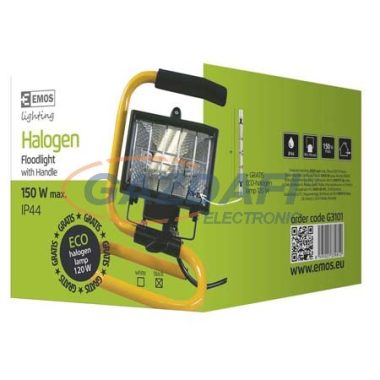 EMOS G3101 HALOGÉN REFLEKTOR 150W, TARTÓVAL, FEKETE