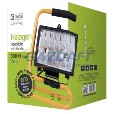 EMOS G3201 HALOGÉN REFLEKTOR 500W ,TARTÓVAL, FEKETE