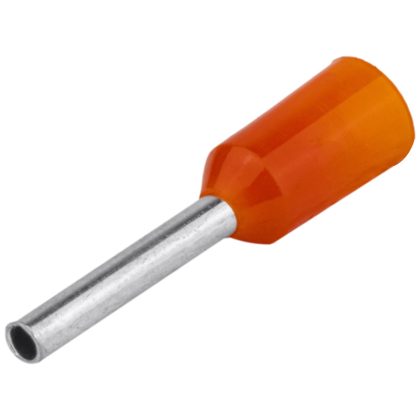 TRACON E020 Szigetelt (PA6.6) érvéghüvely, ónozott elektr.réz, narancs 0,5mm2, L=14mm