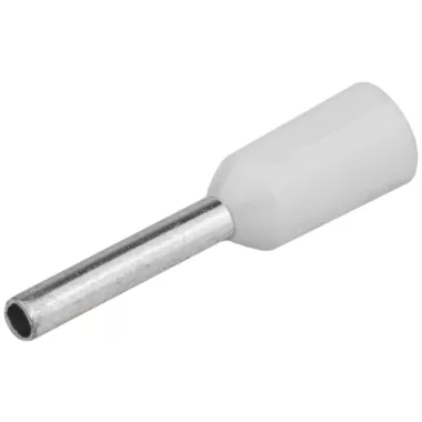 TRACON E040 Szigetelt (PA6.6) érvéghüvely, ónozott elektrolitréz, fehér 0,75mm2, L=12,4mm