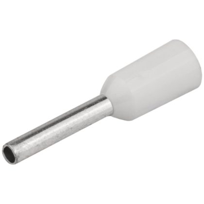   TRACON E040 Szigetelt (PA6.6) érvéghüvely, ónozott elektrolitréz, fehér 0,75mm2, L=12,4mm