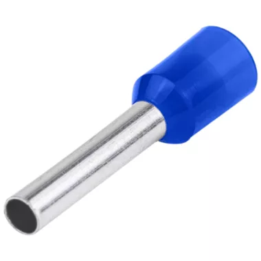 TRACON E118 Szigetelt (PA6.6) érvéghüvely, ónozott elektrolitréz, kék 2,5mm2, L=25,2mm