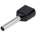   TRACON E13IR Szigetelt (PA6.6) iker-érvéghüvely, ónoz. elektr.réz, fekete 2×1,5mm2, L=8mm