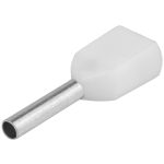   TRACON E20I Szigetelt (PA6.6) iker-érvéghüvely, ónoz. elektr.réz, fehér 2×0,5mm2, l=8mm