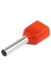 TRACON E90I Szigetelt (PA6.6) iker-érvéghüvely, ónoz. elektr.réz, piros 2×1mm2, l=8mm