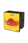 EATON 007136 On-Off switch, P3, 63 A, flush mounting, 3 pole + N, Emergency switching off function, with red thumb grip and yellow front plate