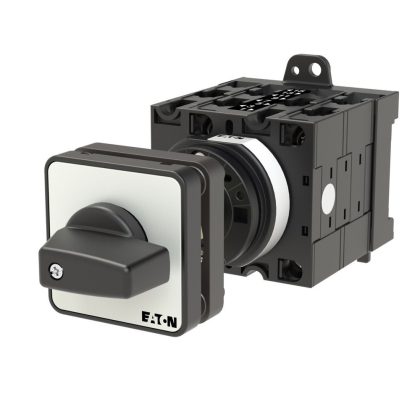 EATON 020600 On-Off switch, T3, 32 A, rear mounting, 4 contact unit(s), 8-pole, with black thumb grip and front plate
