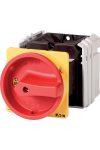 EATON 096125 Main switch, T5, 100 A, rear mounting, 4 contact unit(s), 6 pole, 1 N/O, 1 N/C, Emergency switching off function, With red rotary handle and yellow lo