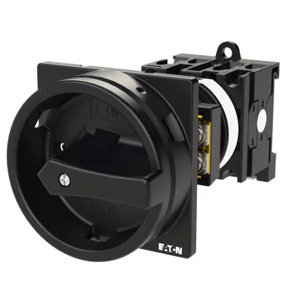 EATON 098840 Main switch, T0, 20 A, rear mounting, 2 contact unit(s), 4 pole, STOP function, With black rotary handle and locking ring