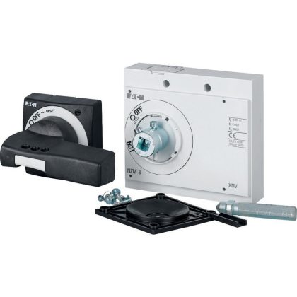   EATON 100677 Működtető fogantyú ajtócsatlakozóval, fekete/szürke, ajtózár, zárható, NZM3, UL szabvány