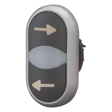 EATON 105227 Dupla gomb, megemelt, fehér lencse a jelzőlámpához, titán gyűrű, balra/jobbra fekete/fekete