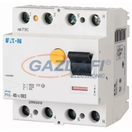 EATON 112938 Áram-védőkapcsoló 6kA 4 pólus, 300mA, A típus (Fi-relé) EATON 112938 Áram-védőkapcsoló 6kA 4 pólus, 300mA, A típus (Fi-relé)