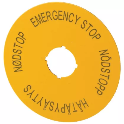 EATON 121088 Label, emergency stop, D=90mm, yellow, EN, SV, FI, DA