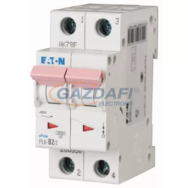 EATON164832 Kismegszakító, 6kA PL6-D3,5/2 - 3.5 A, 2P, karakterisztika: D EATON164832 Kismegszakító, 6kA PL6-D3,5/2 - 3.5 A, 2P, karakterisztika: D