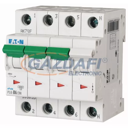   EATON 165004 Kismegszakító, 6kA  PL6-B13/3N -  13 A, 3P+N, karakterisztika: B