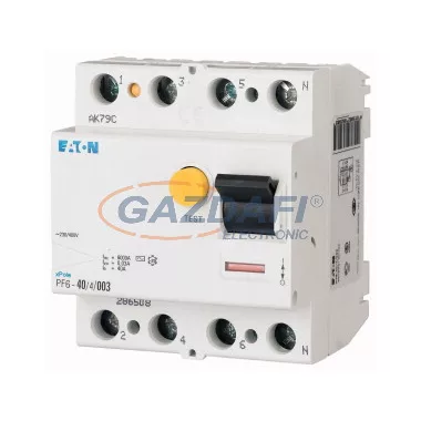 EATON 165781 Áram-védőkapcsoló 6kA 4 pólus, 30mA, G típus 63A PF6-63/4/003-G EATON 165781 Áram-védőkapcsoló 6kA 4 pólus, 30mA, G típus 63A PF6-63/4/003-G