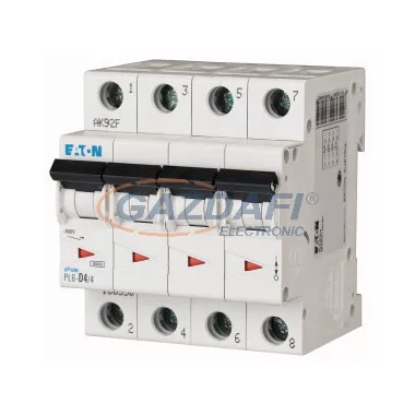 EATON 166501 Kismegszakító, 6kA 4 pólus 4A, B karakterisztika, PL6-B4/4