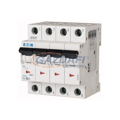   EATON 166505 Kismegszakító, 6kA 4 pólus 6A, B karakterisztika, PL6-B6/4