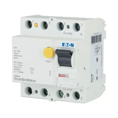 EATON 167103 Residual current circuit breaker (RCCB), 63A, 4p, 30mA, type A EATON 167103 Residual current circuit breaker (RCCB), 63A, 4p, 30mA, type A