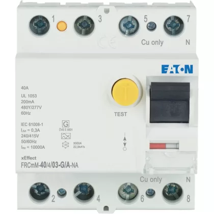   EATON 167111 FRC (UL standard) hibaáram, G/A típus, 4-pólus, Idn=0,3A, In=40A, Ir=3kA (IEC 61008)