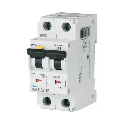   EATON 170722 FRB hibaáram a védelem túláram, AC típus, C kar, 2-pólus, In=10A, Idn=0,03A, Ir=250A, Icn=10kA