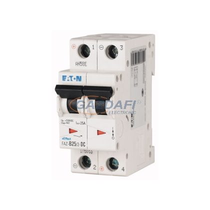   EATON 176081 Kismegszakító, 10kA 2-pól. DC 16A, B karakterisztika, FAZ-B16/2-DC