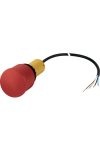 EATON 185174 Emergency stop/emergency switching off pushbutton, Mushroom-shaped, 38 mm, Pull-to-release function, 1 NC, 1 N/O, Cable (black) with non-terminated en