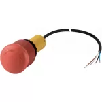 EATON 185181 Emergency stop/emergency switching off pushbutton, Mushroom-shaped, 38 mm, Turn-to-release function, 1 NC, 1 N/O, Cable (black) with non-terminated en