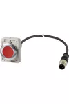 EATON 186008 Kompakt, megvilágított, sülly. nyomógomb kábel 1m M12A, reteszeléssel, 24V AC/DC, piros, 1Ny