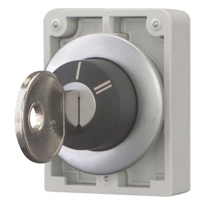 EATON 187067 Key-operated actuator, Flat Front, maintained, 2 positions, Key withdrawable: I, II, Metal bezel