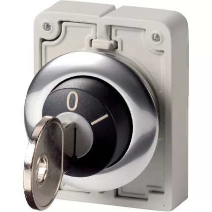 EATON 187093 Key-operated actuator, Flat Front, maintained, Select from 2 or 3 positions, MS1–MS20: Key withdrawable: Selectable, Metal bezel