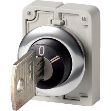 EATON 187101 Key-operated actuator, Flat Front, maintained, Suitable for master key systems, 3 positions, Key withdrawable: I, 0, II, Metal bezel