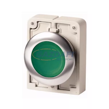 EATON 188027 Világító nyomógomb,fém,30mm,lapos,zöld