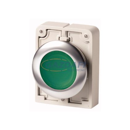 EATON 188027 Világító nyomógomb,fém,30mm,lapos,zöld