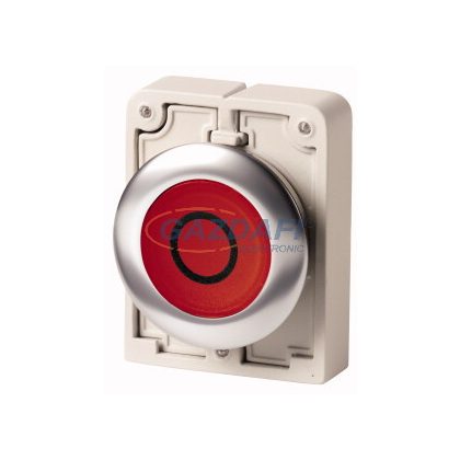   EATON 188037 Világító nyomógomb,fém,30mm,lapos,piros,"O",reteszelt