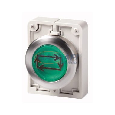 EATON 188042 Világító nyomógomb,fém,30mm,lapos,zöld,X32