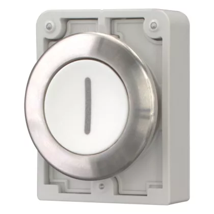 EATON 188055 Pushbutton, RMQ-Titan, flat, momentary, White, inscribed 1, Front ring stainless steel