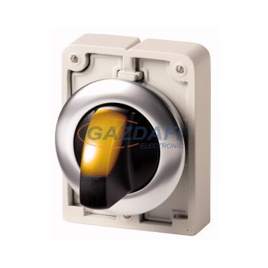 EATON 188070 Világító választókapcsoló,fém,30mm,lapos,2állású,sárga, M30I-FWLK-Y