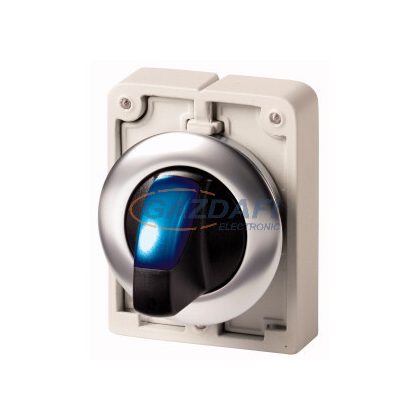 EATON 188072 Világító választókapcsoló,fém,30mm,lapos,3állású,kék, M30I-FWRLK3-B