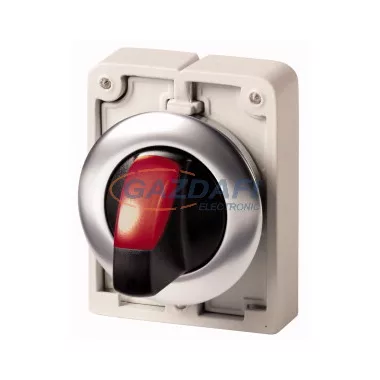 EATON 188074 Világító választókapcsoló,fém,30mm,lapos,3állású,piros, M30I-FWRLK3-R