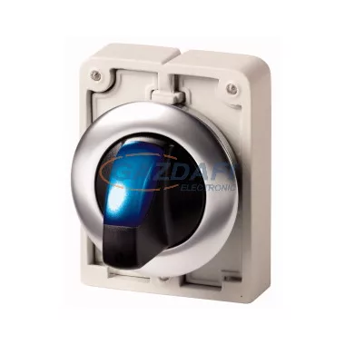 EATON 188077 Világító választókapcsoló,fém,30mm,lapos,2állású,kék, M30I-FWRLK-B