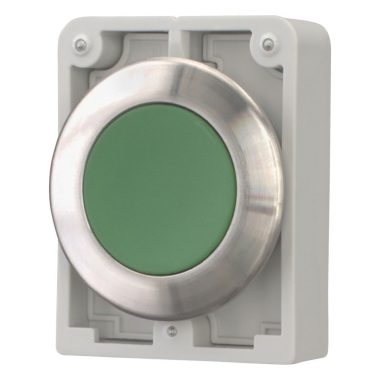 EATON 188087 Pushbutton, RMQ-Titan, flat, momentary, green, blank, Front ring stainless steel