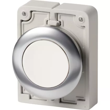 EATON 188093 Pushbutton, RMQ-Titan, flat, maintained, White, blank, Front ring stainless steel
